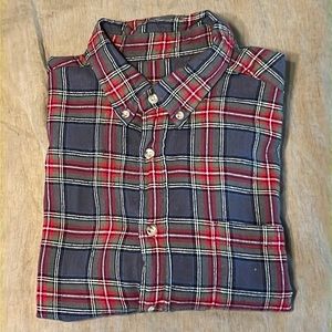 Grey and red plaid flannel button down XL